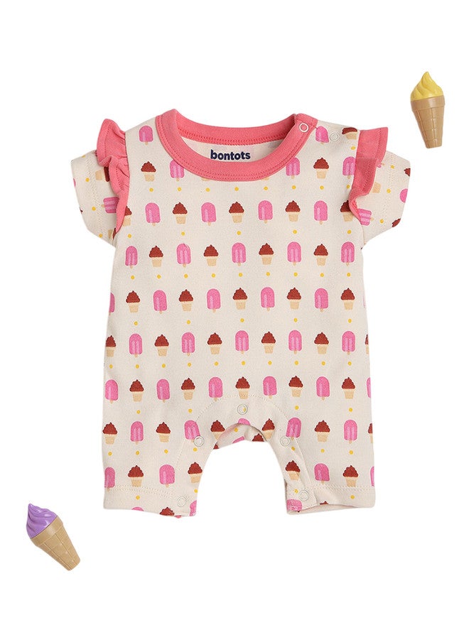 Bontots Infant Girls Pack of 2 Organic Cotton Ruffle Rompers - Image 2